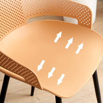 Modern Minimalist Square Hollowed Out Dots Backrest Plastic Iron Dining Chair Armrest For Dining Room