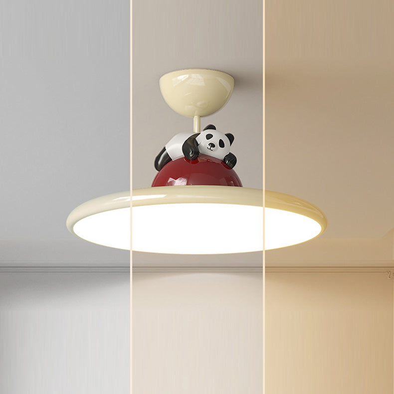 Contemporary Creative Cartoon Panda Elephant Iron Acrylic LED Semi-Flush Mount Ceiling Light For Bedroom