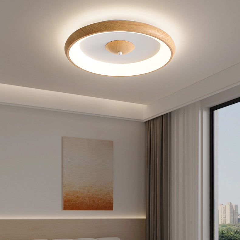 Traditional Japanese Round Aluminum Acrylic LED Flush Mount Ceiling Light For Living Room