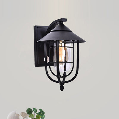 Contemporary Industrial Human Sensing Iron Glass 1-Light Outdoor Wall Sconce Lamp For Garden