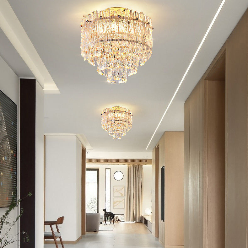 Modern Luxury Hardware Crystal LED Semi-Flush Mount Ceiling Light For Living Room