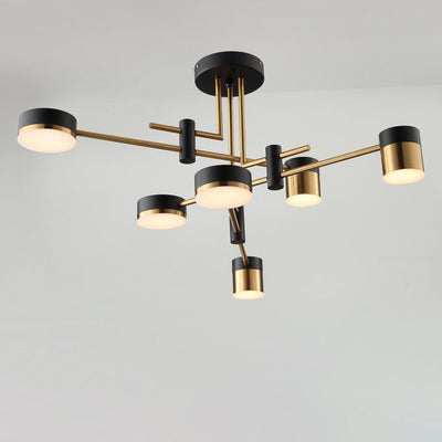 Contemporary Scandinavian Iron Acrylic Round LED Semi-Flush Mount Ceiling Light For Living Room