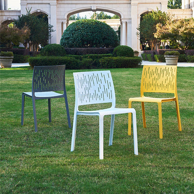 Modern Minimalist Square Plastic Chair Four Legs Backrest For Outdoor Patio