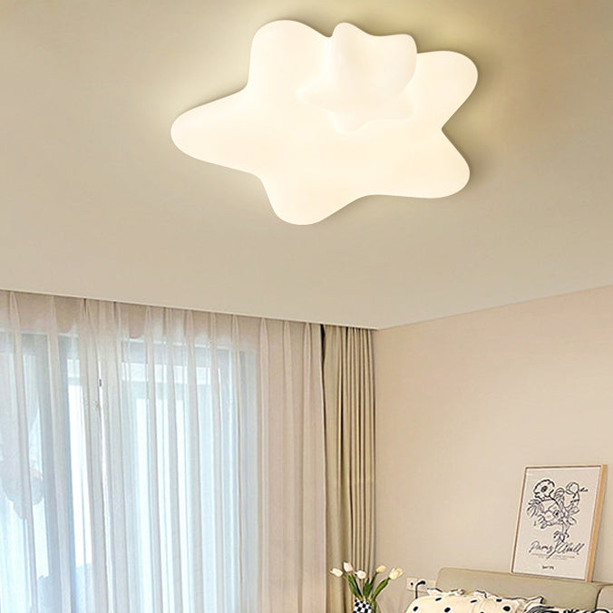 Contemporary Creative Kids Star Moon Iron PE LED Flush Mount Ceiling Light For Bedroom