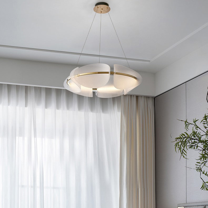 Modern Minimalist Round Iron Acrylic LED Chandelier For Bedroom