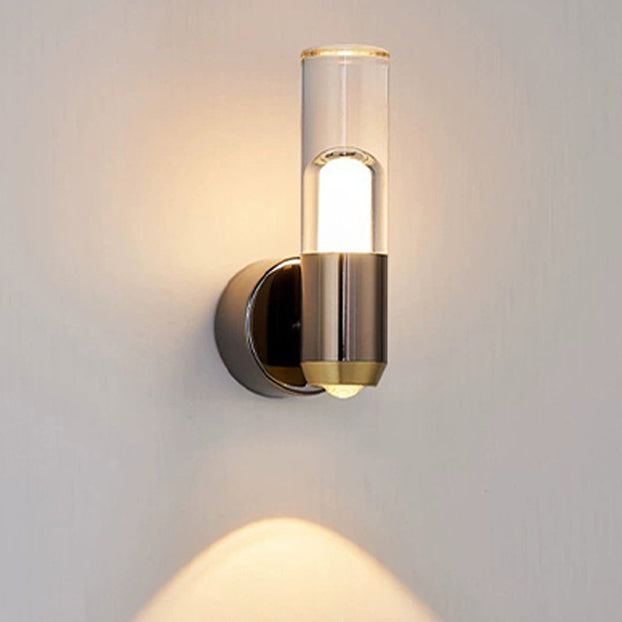 Contemporary Scandinavian Cylindrical Iron Aluminum Acrylic Optical Lens LED Wall Sconce Lamp For Bedroom