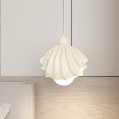 Contemporary Nordic Cream Iron Resin Shell Design 1-Light Pendant Light For Living Room