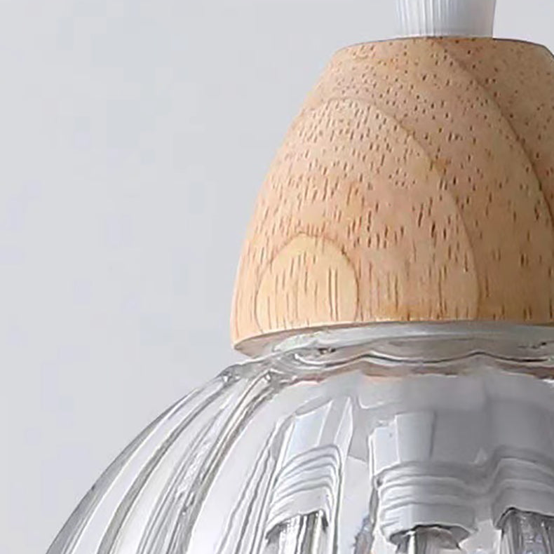 Traditional Japanese Rubber Wood Glass Flower 1-Light Semi-Flush Mount Ceiling Light For Hallway