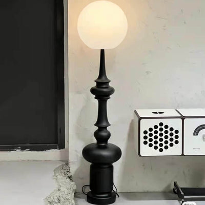 Lampe sur pied à 1 lumière avec base de colonne d'échecs romains vintage sphère 