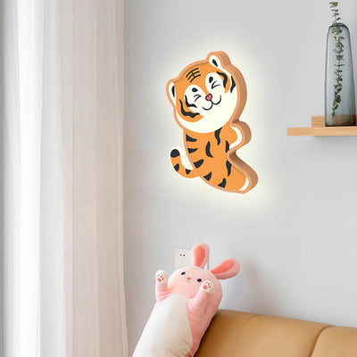 Contemporary Nordic Cartoon Rabbit Tiger Acrylic Design Iron LED Wall Sconce Lamp For Living Room