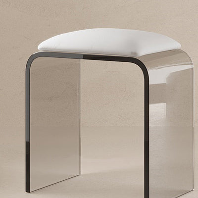 Modern Minimalist Rectangular Acrylic Leather Vanity Stool For Bedroom