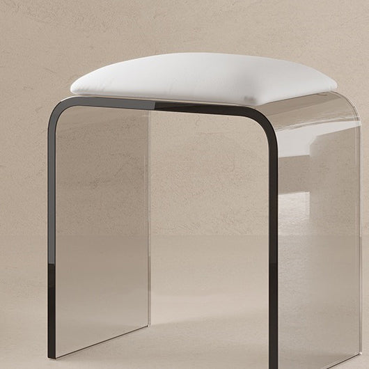 Modern Minimalist Rectangular Acrylic Leather Vanity Stool For Bedroom