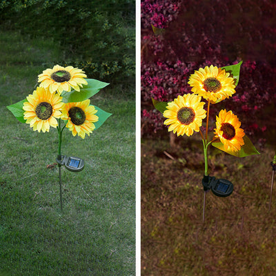 Contemporary Creative Sunflower Serigraphy Stainless Steel ABS LED Ground Plug Lawn Outdoor Light For Garden