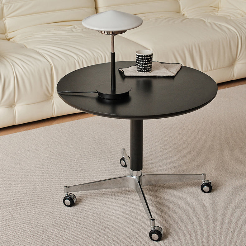 Contemporary Simplicity MDF Round Coffee Table Height Adjustable Tilt Caster For Living Room