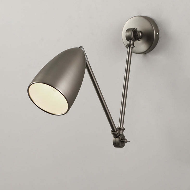 Contemporary Industrial Swingable Cone Metal 1-Light Wall Sconce Lamp For Bedroom