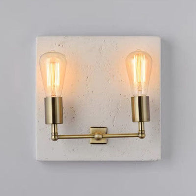 Contemporary Scandinavian Square Iron Cement Plaster 2-Light Wall Sconce Lamp For Living Room