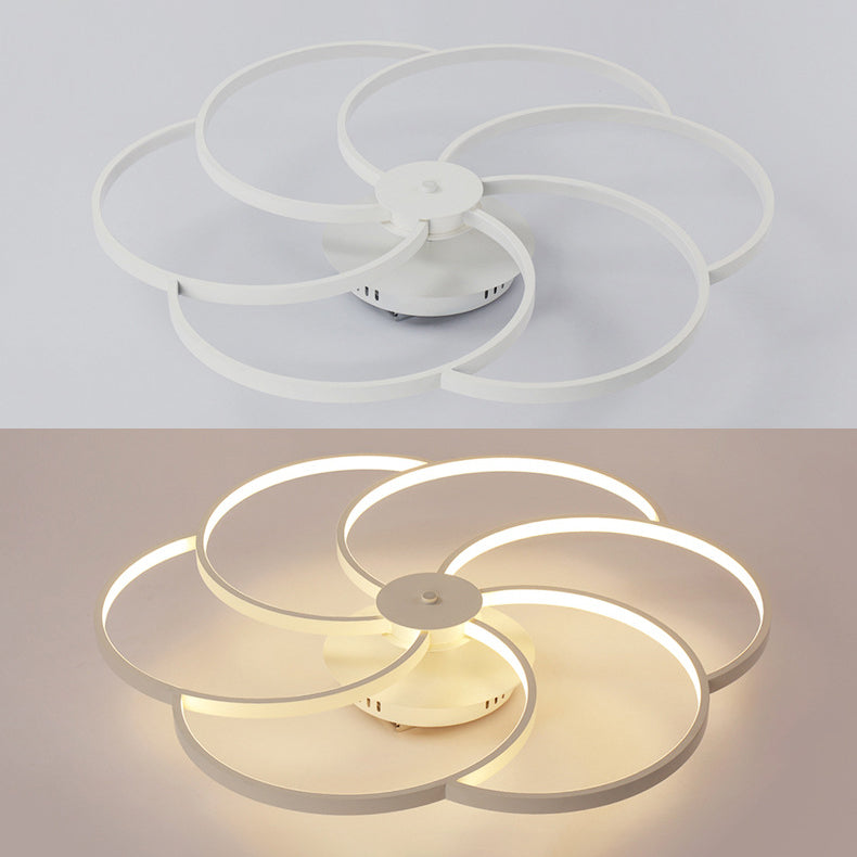 Contemporary Simplicity Aluminum Petal Silicone Strip Shade LED Flush Mount Ceiling Light For Living Room