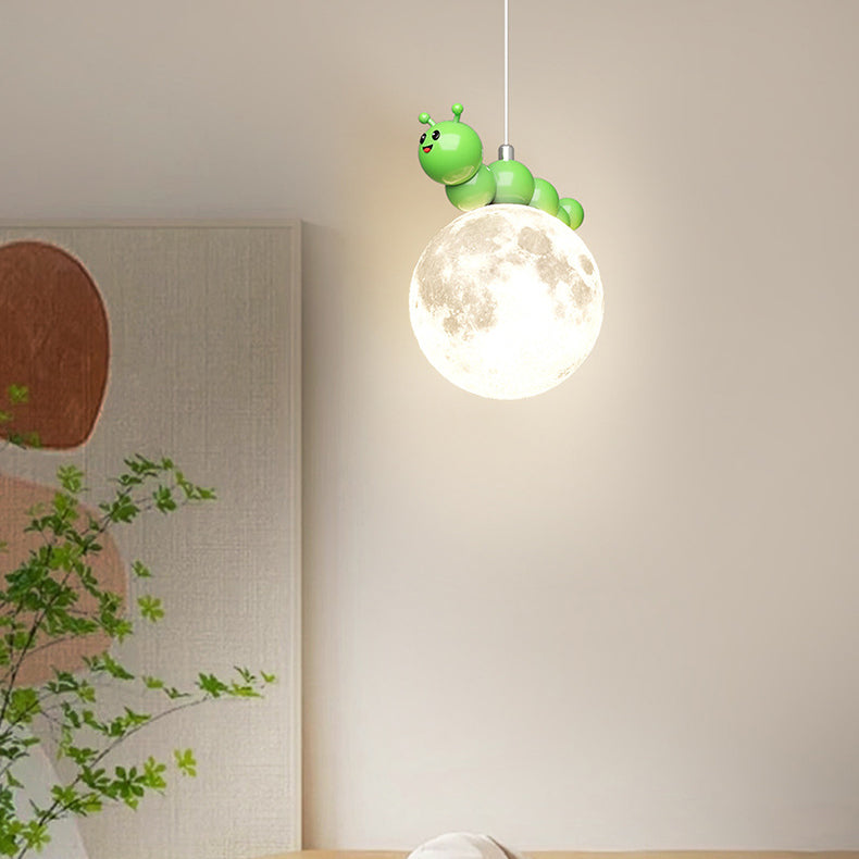 Contemporary Creative Cartoon Resin Caterpillar Flower Bud Shade LED Pendant Light For Bedroom