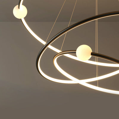 Modern Minimalist Multi Tier Circle Aluminum Iron Silicone LED Chandelier For Living Room