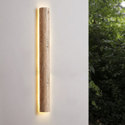 Modern Minimalist Waterproof Long Yellow Travertine LED Wall Sconce Lamp For Outdoor Patio