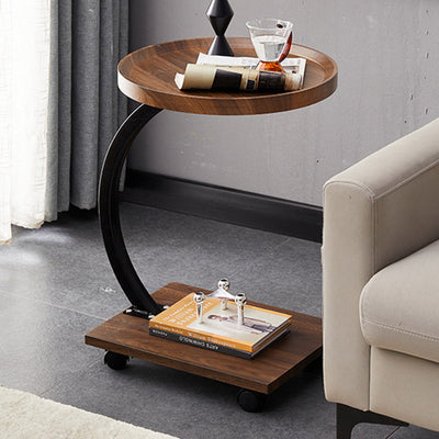 Modern Transitional Wood Iron Coffee Table 2-Tier For Living Room