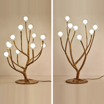 Traditional Japanese Twig Orb Resin Hardware Glass 3/7/8/12/16 Light Table Lamp For Bedroom