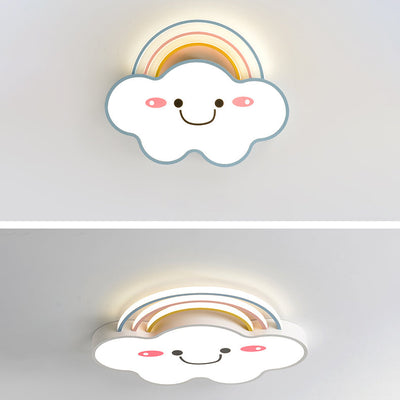 Contemporary Creative Rainbow Cloud Acrylic Shade LED Flush Mount Ceiling Light For Bedroom