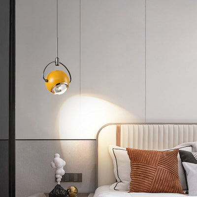 Modern Minimalist Rotatable Spherical Aluminum Glass LED Pendant Light For Bedroom