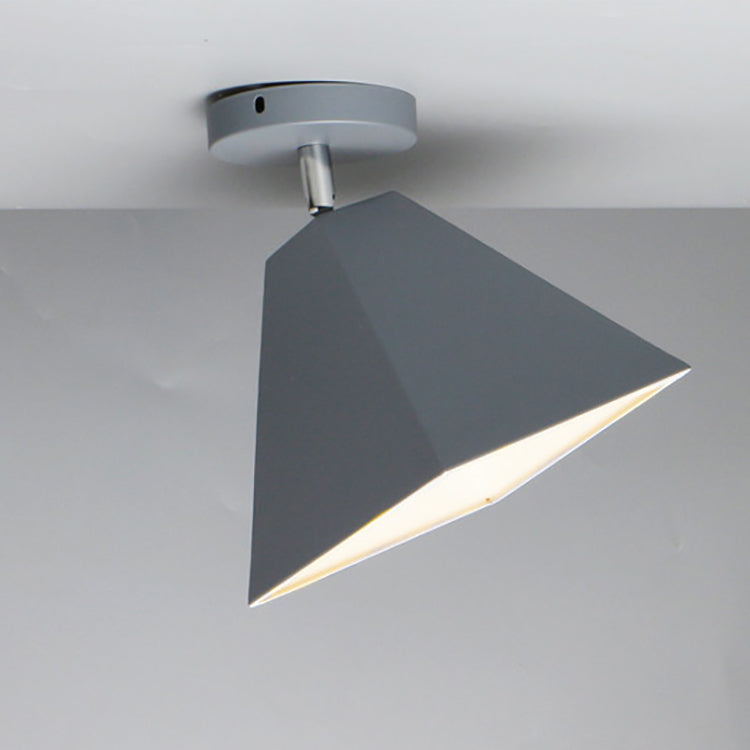 Contemporary Creative Trapezoid Iron 1-Light Semi-Flush Mount Ceiling Light For Living Room