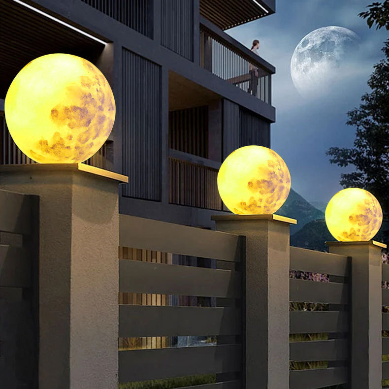 Contemporary Creative Moon Resin 1-Light Outdoor Landscape Light For Garden