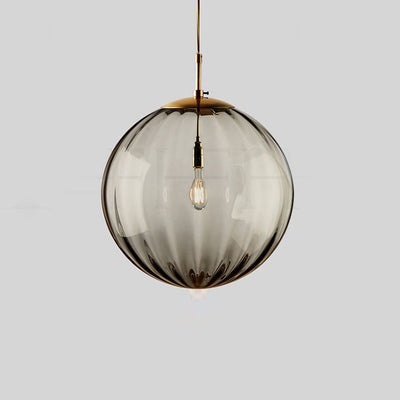 Contemporary Nordic Water-Ripple Glass Spherical Shade 1-Light Pendant Light For Living Room