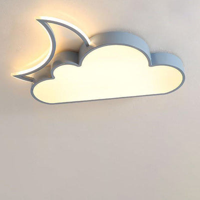 Contemporary Nordic Kids Iron Acrylic Cloud Moon LED Flush Mount Ceiling Light For Bedroom