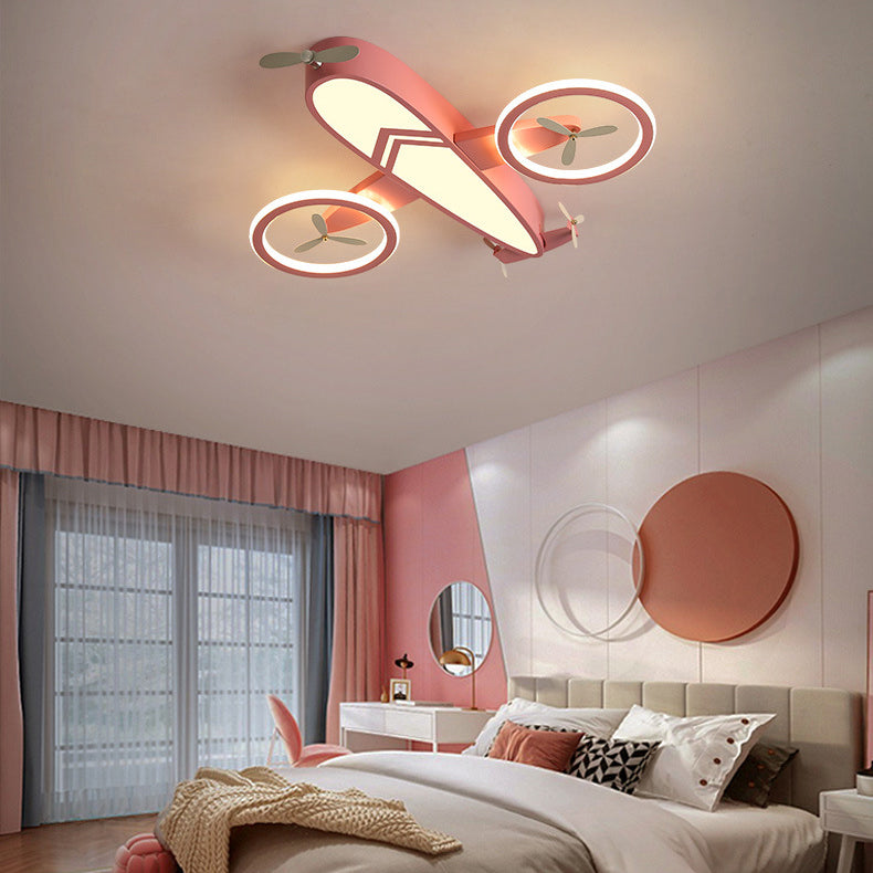 Contemporary Creative Acrylic Cartoon Airplane LED Kids Flush Mount Ceiling Light For Living Room