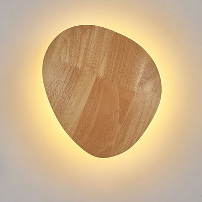 Modern Minimalist Round Irregular Oval Wood LED Wall Sconce Lamp For Living Room