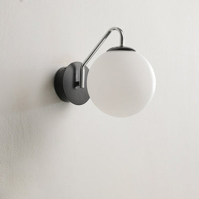 Modern Minimalist Iron Glass Round Ball 1-Light Wall Sconce Lamp For Bedroom