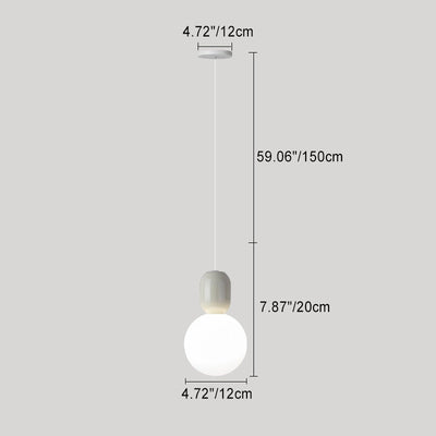 Modern Minimalist Round Ball Hardware Plastic 1-Light Pendant Light For Bedroom