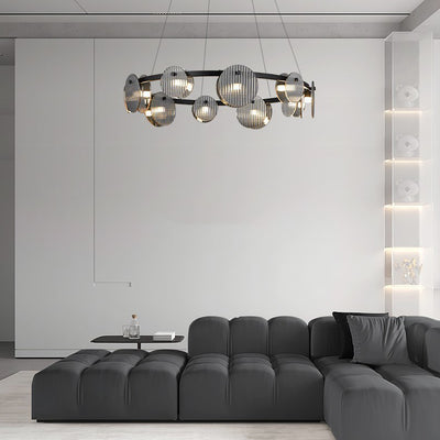 Modern Minimalist Rings Metal Glass LED Chandelier For Living Room