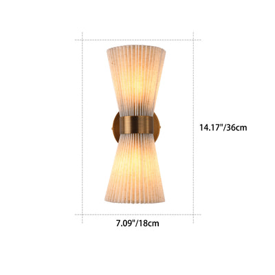 Modern Minimalist Column Fabric Copper 2-Light Wall Sconce Lamp For Living Room