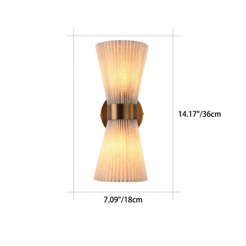 Modern Minimalist Column Fabric Copper 2-Light Wall Sconce Lamp For Living Room