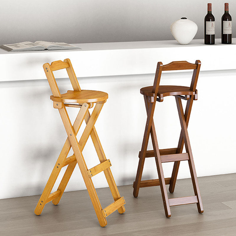 Contemporary Simplicity Bamboo X-Shaped Legs Foldable Bar Stool Low Back Footrest For Dining Room