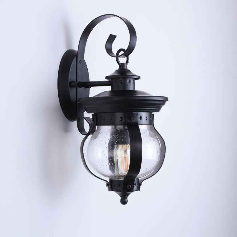 Contemporary Industrial Iron Glass Gourd Shape 1-Light Waterproof Wall Sconce Lamp For Outdoor Patio