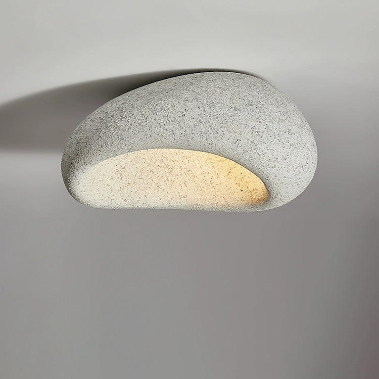 Traditional Japanese Foam Rock Hollowed 1-light Flush Mount Ceiling Light For Dining Room