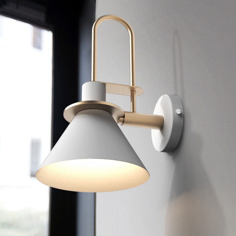 Contemporary Scandinavian Macaron Horn Iron 1-Light Wall Sconce Lamp For Hallway