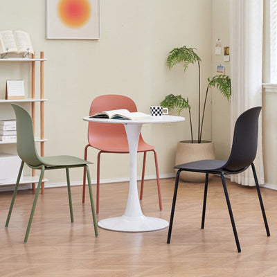 Modern Minimalist Square Plastic Dining Chair Curved Backrest For Dining Room