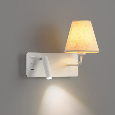 Modern Minimalist Square Cylinder Iron Aluminum Fabric 1-Light LED Wall Sconce Lamp For Bedroom