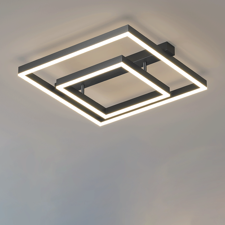 Modern Minimalist Geometric Square Circle Aluminum Line LED Flush Mount Ceiling Light For Living Room