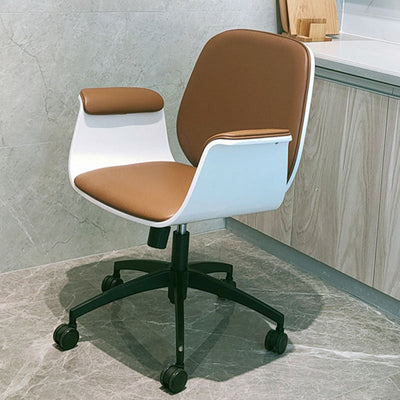 Contemporary Luxury Microfiber Leather Wood Grain Height Adjustable Swivel Desk Chair Backrest Armrest For Home Office