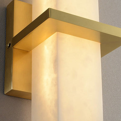 Modern Light Luxury Full Copper Rectangular Lucite LED Wall Sconce Lamp