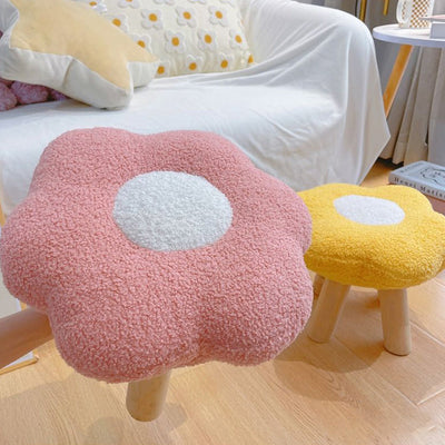 Contemporary Creative Flower Shape Velvet Footstool For Entryways