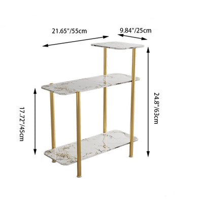 Contemporary Scandinavian Rectangle Rock Panel Steel Side Table 3-Tier For Living Room